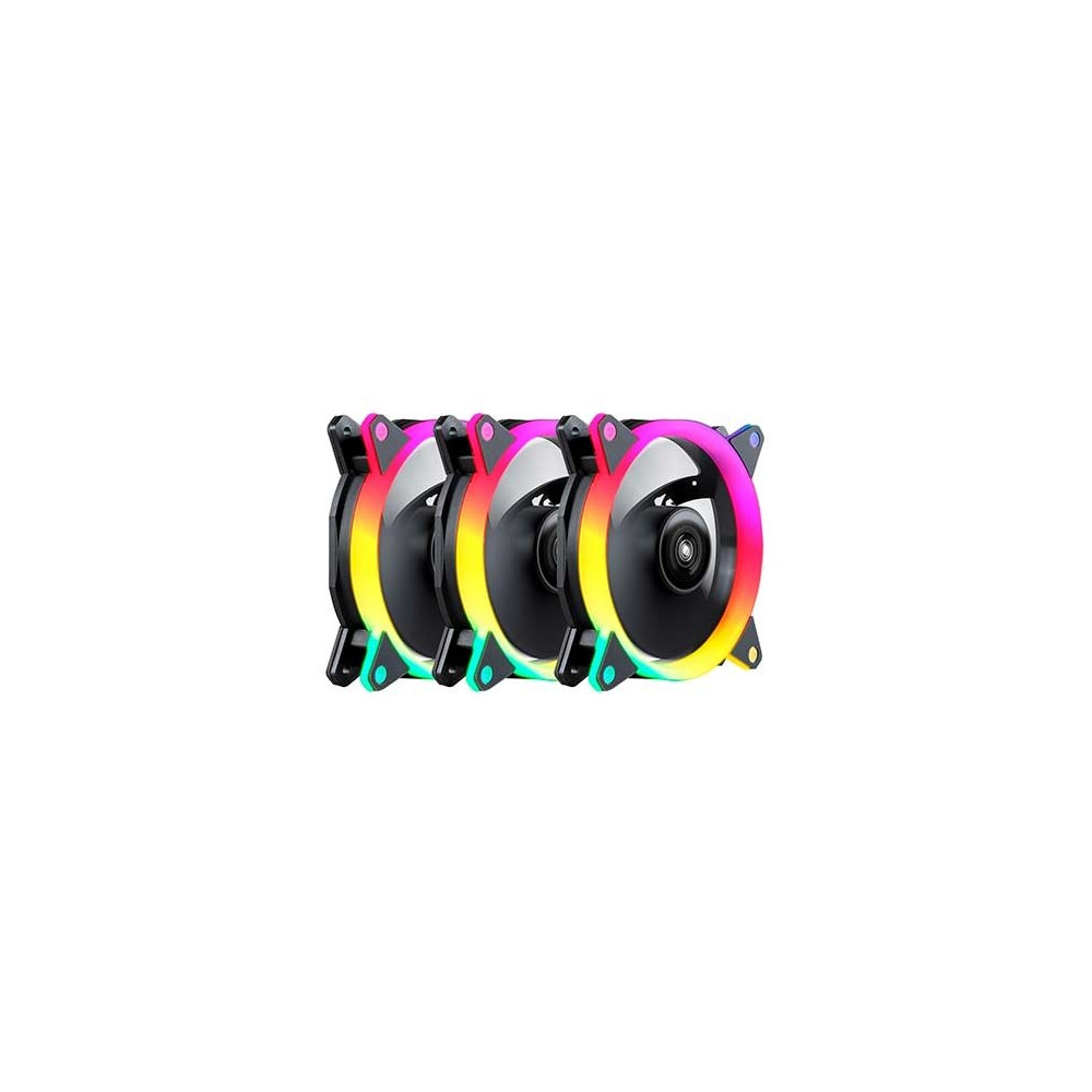 VENTILADOR CAJA ADICIONAL 12X12 UNYKA 3x120mm GAMING CANDY 30ARGB RING LED 51801