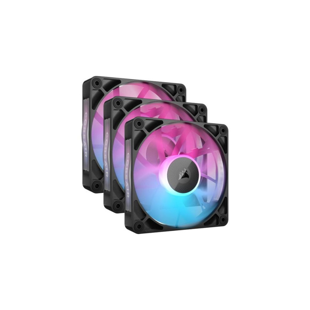 VENTILADOR CAJA ADICIONAL 12X12 CORSAIR RX120 ICUE LINK RGB BLACK PACK 3 UNIDADES