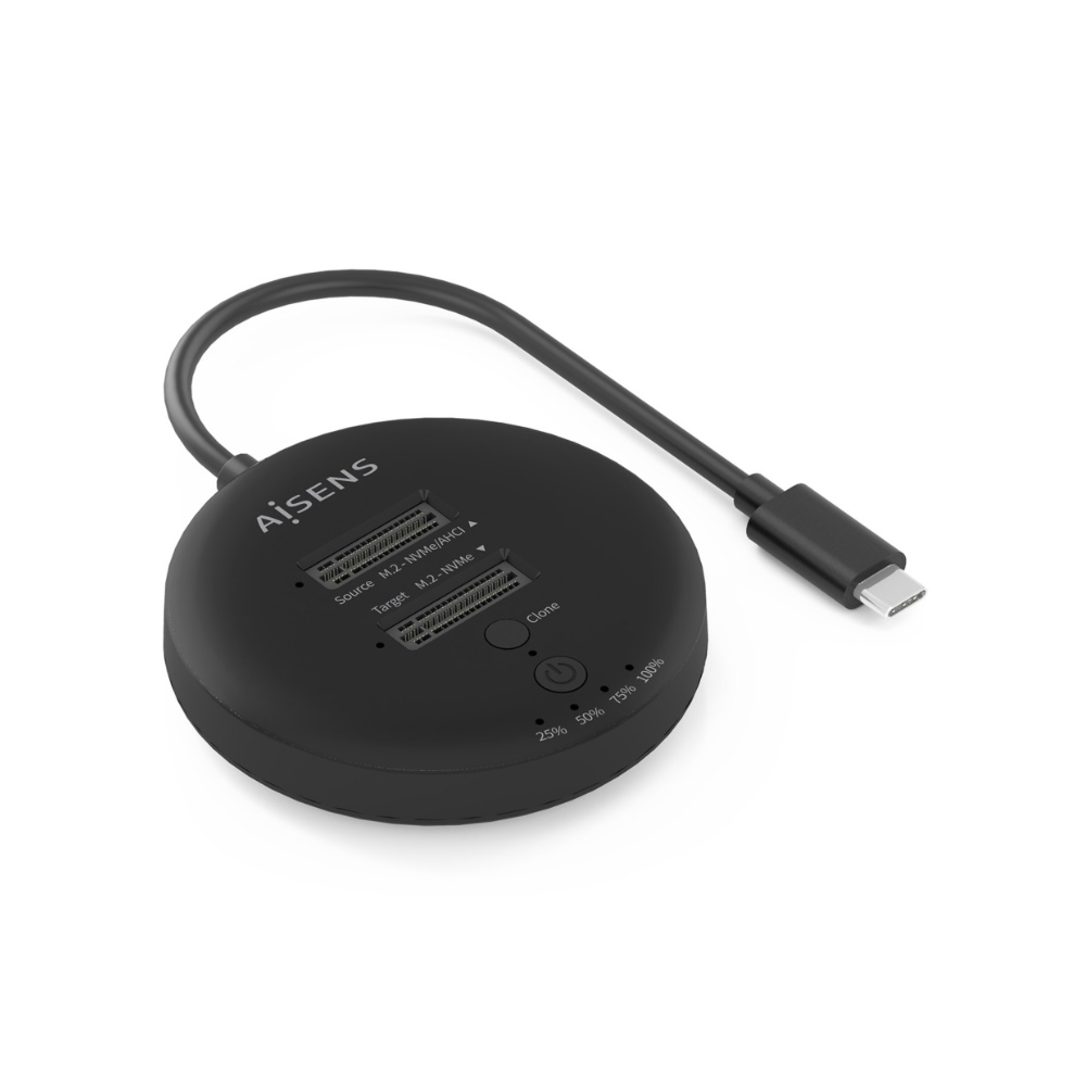 DOCKING DOBLE BAHIA M.2 NVMe A USB 3.2 GEN2x2 CLONE NEGRO AISENS ASDS-2M2N05-BK