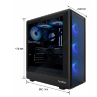 CAJA ATX COOLBOX GAMING GA700 DARKSIDE SIN FUENTE C.T.AHUMADO NEGRA