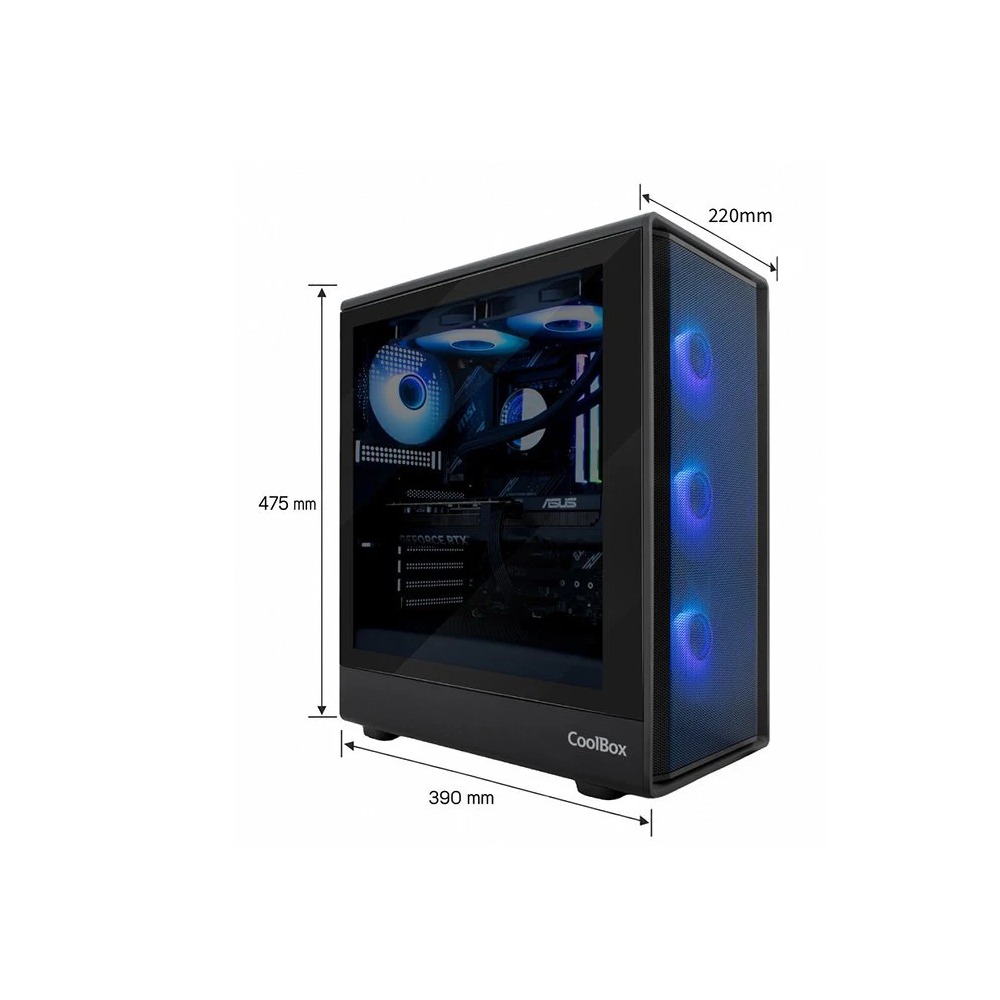 CAJA ATX COOLBOX GAMING GA700 DARKSIDE SIN FUENTE C.T.AHUMADO NEGRA