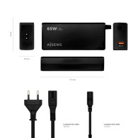CARGADOR PORTATIL 65W AUTO 9 CONECTORES USB-A QC.3.0 AISENS ASLC-65WAUTO-BK