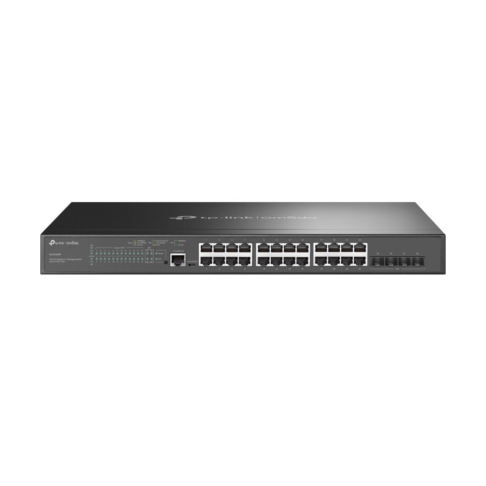 SWITCH TP LINK OMADA 28P SG3428MP GESTIONABLE L2 24x1G POE+ 4xSFP 384W