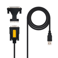 CONVERTIDOR USB A SERIE TIPO AM-RS232 DB9M DB25M 18 M NANOCABLE 10.03.0002