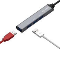 HUB USB 3.0 ALUMINIO TIPO AM-4xTIPO AH GRIS 10CM AISENS A106-0540