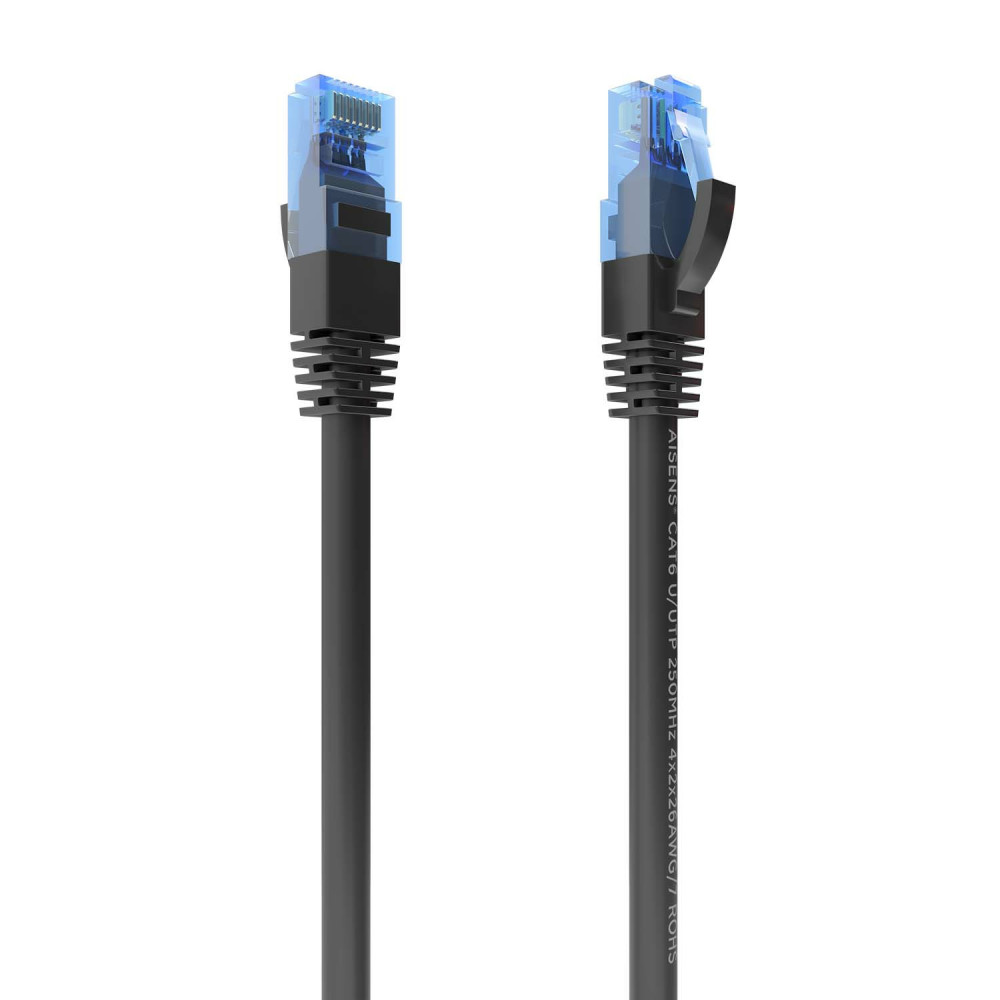 CABLE RED LATIGUILLO RJ45 CAT.6 UTP AWG26 CCA NEGRO 1.0M AISENS A135-0843