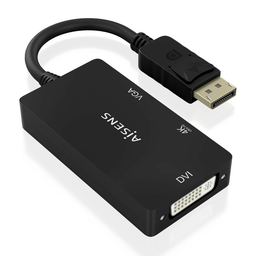 CONVERSOR DISPLAYPORT 1.2 M-VGA H-DVI H-HDMI H 4K NEGRO 15CM AISENS A125-0861