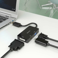 CONVERSOR DISPLAYPORT 1.2 M-VGA H-DVI H-HDMI H 4K NEGRO 15CM AISENS A125-0861
