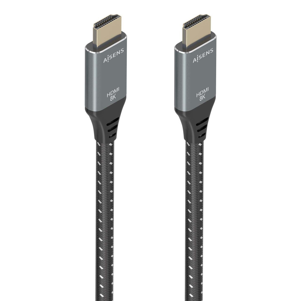 CABLE HDMI V2.1 ALTA VELOCIDAD 8K60HZ AM-AM GRIS-NEGRO 5.0M AISENS A150-0876