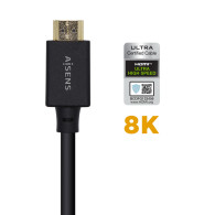 CABLE HDMI CERTIFICADO V2.1 8K 60HZ 48GBPS AM-AM NEGRO 1.5M AISENS A150-0422