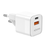 CARGADOR GaN 20W 1xUSB-C PD3.0 QC4.0 1xUSB-A QC3.0 BLANCO AISENS ASCH-20W2P002-W