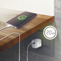 CARGADOR GaN 20W 1xUSB-C PD3.0 QC4.0 1xUSB-A QC3.0 BLANCO AISENS ASCH-20W2P002-W