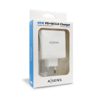 CARGADOR 48W 1xUSB-C PD3.0 30W 1xUSB-A QC3.0 18W BLANCO AISENS ASCH-2PD30QC-W