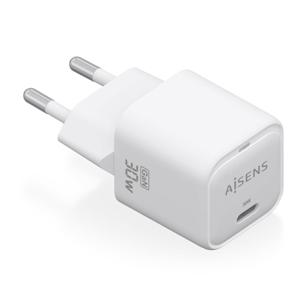CARGADOR GaN 30W 1xUSB-C PD3.0 QC4.0 BLANCO AISENS ASCH-30W1P018-W
