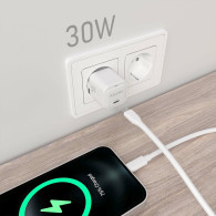 CARGADOR GaN 30W 1xUSB-C PD3.0 QC4.0 BLANCO AISENS ASCH-30W1P018-W