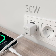 CARGADOR GAN 30W 1xUSB-C PD3.0 QC4.0 BLANCO AISENS ASCH-30W1P035-W