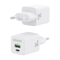 CARGADOR GAN 30W 1xUSB-C PD3.0 QC4.0 1xUSB-A QC3.0 BLANCO AISENS ASCH-30W2P037-W