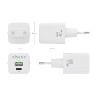 CARGADOR GAN 30W 1xUSB-C PD3.0 QC4.0 1xUSB-A QC3.0 BLANCO AISENS ASCH-30W2P037-W