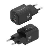 CARGADOR GAN 30W 1xUSB-C PD3.0 QC4.0 1xUSB-A QC3.0 NEGRO AISENS ASCH-30W2P021-BK
