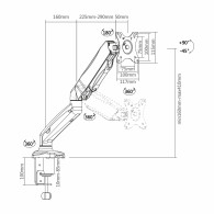 SOPORTE TV MONITOR AISENS MESA PRO GIRA INCL 65KG 3PIV1BRAZ 17-32 NEG DT27TSR-043