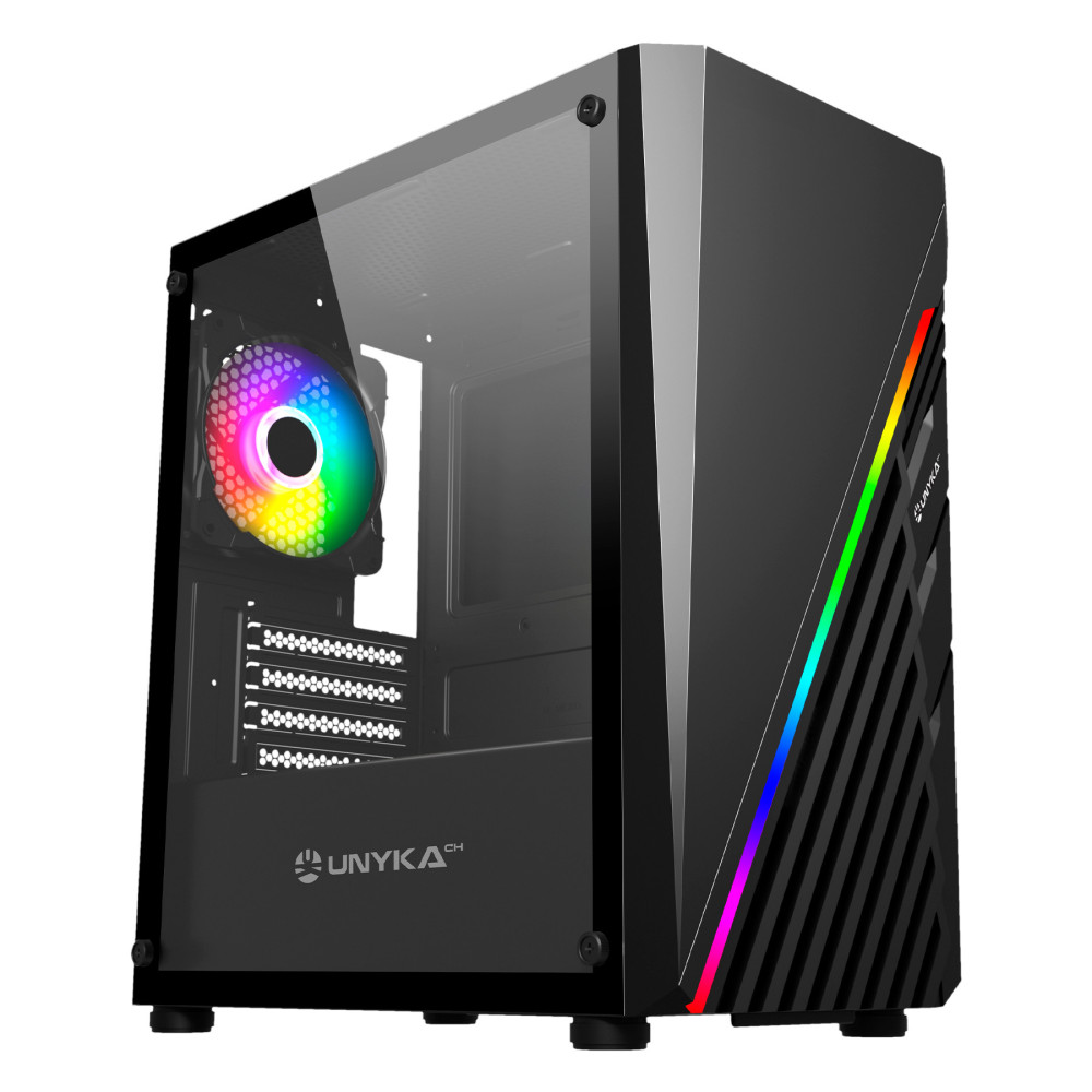 CAJA MICROATX UNYKA GAMING MINI GLAYZE BLACK VENTANA ARGB(SIN FUENTE)UK113021