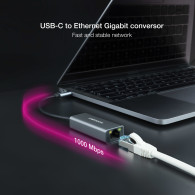 CONVERSOR USB-C ETHERNET GB Mbps GRIS 15 CM NANOCABLE 10.03.0406