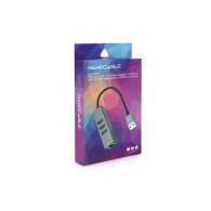 CONVERSOR USB 3.0 ETHERNET GB+3xUSB3.0 GRIS 15 CM NANOCABLE 10.03.0407