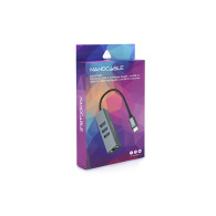 CONVERSOR USB-C ETHERNET GB +3xUSB3.0 GRIS 15 CM NANOCABLE 10.03.0408