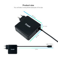CARGADOR PORTATIL USB-C TOOQ PD3.0 90W NEGRO TQLC-USBC90PD