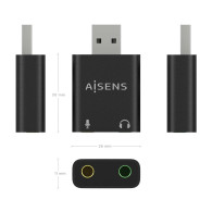 CONVERSOR USB-A A AUDIO 48KHz USB-A-M-2xJACK 3.5 H NEGRO AISENS A106-0768