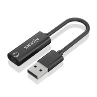 CONVERSOR USB-A A AUDIO 48KHz USB-A-M-JACK 3.5 H NEGRO 10CM AISENS A106-0770