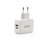 CARGADOR USB-C TOOQ PARED DOBLE PUERTO USB-C+USB-A 27W BLANCO TQWC-2SC02WT