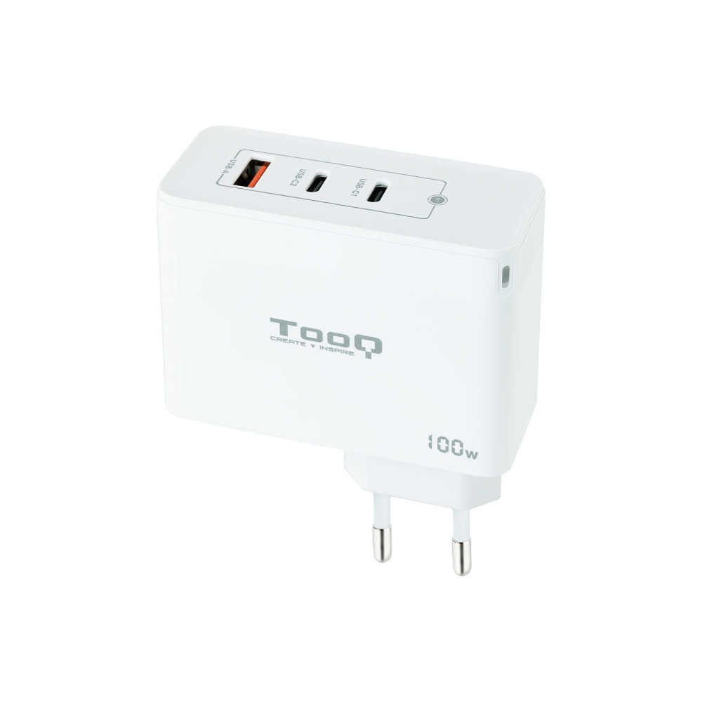 CARGADOR USB-C TOOQ PARED GAN 2USB-C PD + USB-A QC 100W TQWC-GANQC2PD100W