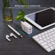 CARGADOR USB-C TOOQ PARED GAN USB-C PD + USB-A QC 45W TQWC-GANQCPD45WT