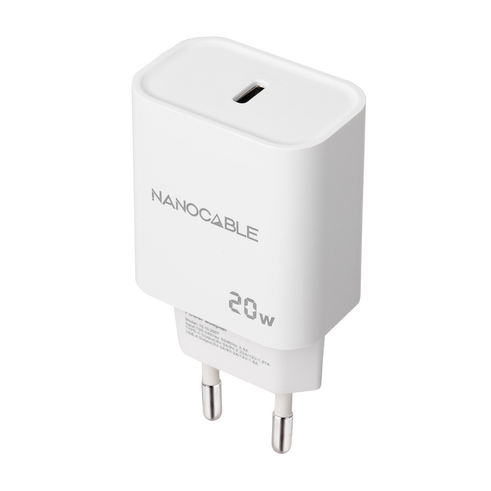 CARGADOR USB-C PD 20W BLANCO NANOCABLE 10.10.2005