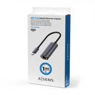 CONVERSOR USB3.1 GEN1 USB-C A ETHERNET GIGABIT GRIS 15CM AISENS A109-0709