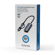 CONVERSOR USB3.2 GEN1 USB-A+USB-C A ETHERNET 2.5G GRIS 15CM AISENS A109-0710