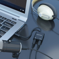 CONVERSOR USB-C A AUDIO 48KHz USB-C-M-2xJACK 3.5-H NEGRO 10CM AISENS A109-0767