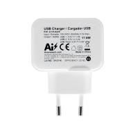 CARGADOR USB AISENS PARED 17W 5V 3.4A 2xUSB CON CONTROL AI BLANCO A110-0439