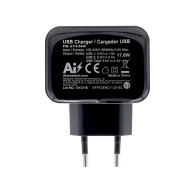 CARGADOR USB AISENS PARED 17W 5V 3.4A 2xUSB CON CONTROL AI NEGRO A110-0440