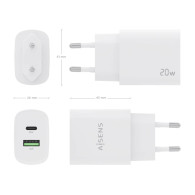 CARGADOR 20W 1xUSB-C PD3.0 1xUSB-A QC3.0 BLANCO AISENS A110-0754