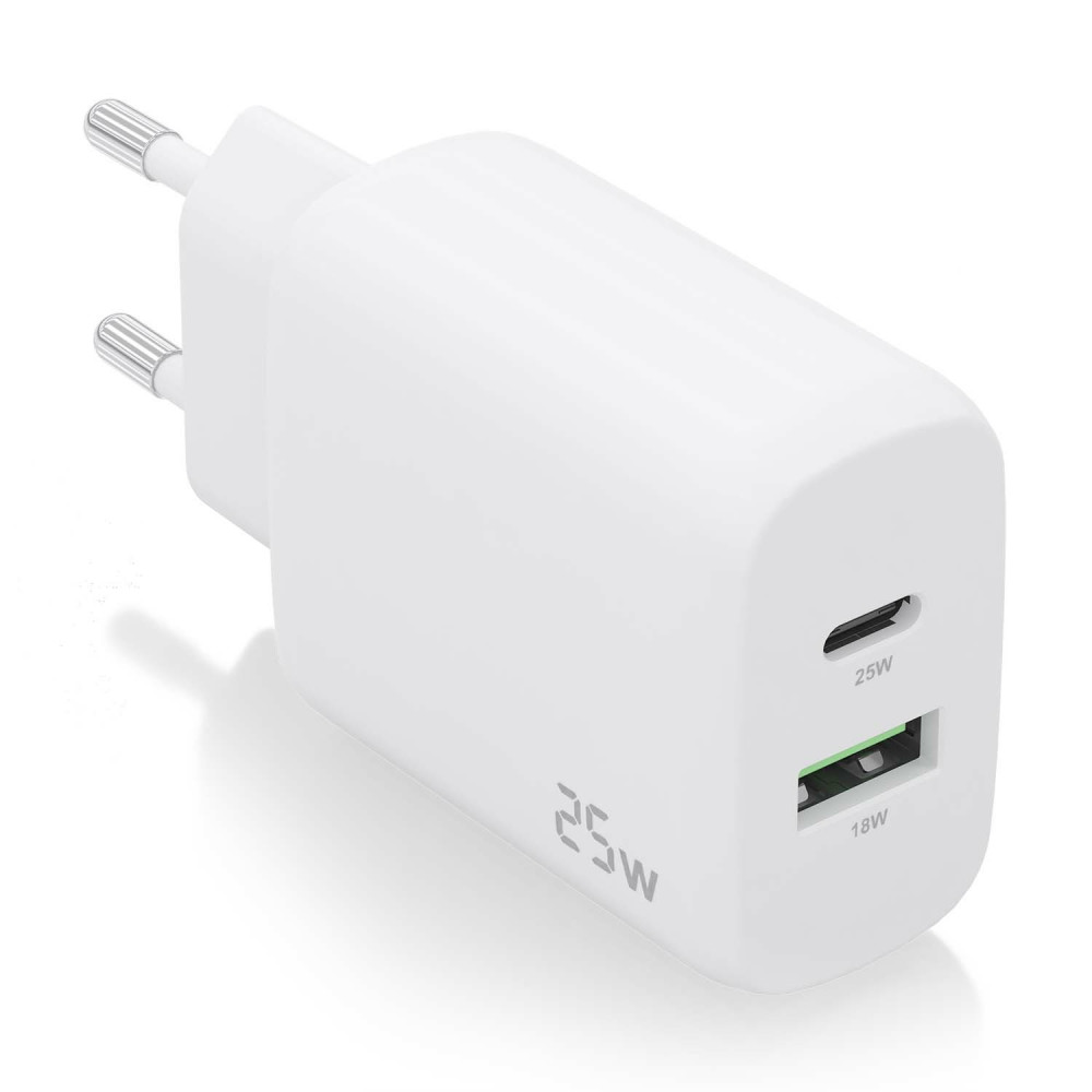 CARGADOR 25W 1xUSB-C PD3.0 1xUSB-A QC3.0 BLANCO AISENS A110-0758