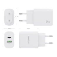 CARGADOR 25W 1xUSB-C PD3.0 1xUSB-A QC3.0 BLANCO AISENS A110-0758