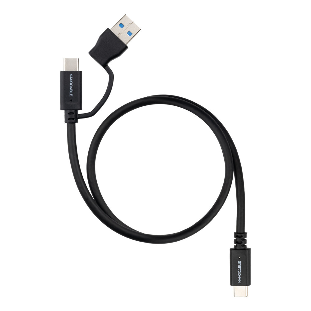 CABLE USB-C+USB-A M-USB-C M 3.2 GEN2 60W 4K 1 M NANOCABLE 10.01.4801