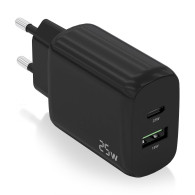 CARGADOR 25W 1xUSB-C PD3.0 1xUSB-A QC3.0 NEGRO AISENS A110-0759