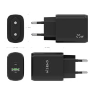 CARGADOR 25W 1xUSB-C PD3.0 1xUSB-A QC3.0 NEGRO AISENS A110-0759