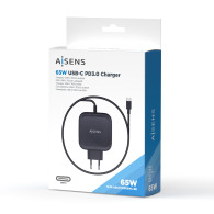 CARGADOR 65W PD3.0 QC3.0 1XUSB-C 1.2M NEGRO AISENS ASCH-1PD65WL-BK