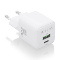 CARGADOR GaN 20W 1xUSB-C PD3.0 QC4.0 1xUSB-A QC3.0 BLANCO AISENS ASCH-20W2P010-W