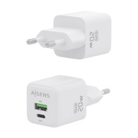CARGADOR GaN 20W 1xUSB-C PD3.0 QC4.0 1xUSB-A QC3.0 BLANCO AISENS ASCH-20W2P010-W