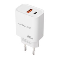 CARGADOR USB-C PD + USB-A QC 20W BLANCO NANOCABLE 10.10.2007